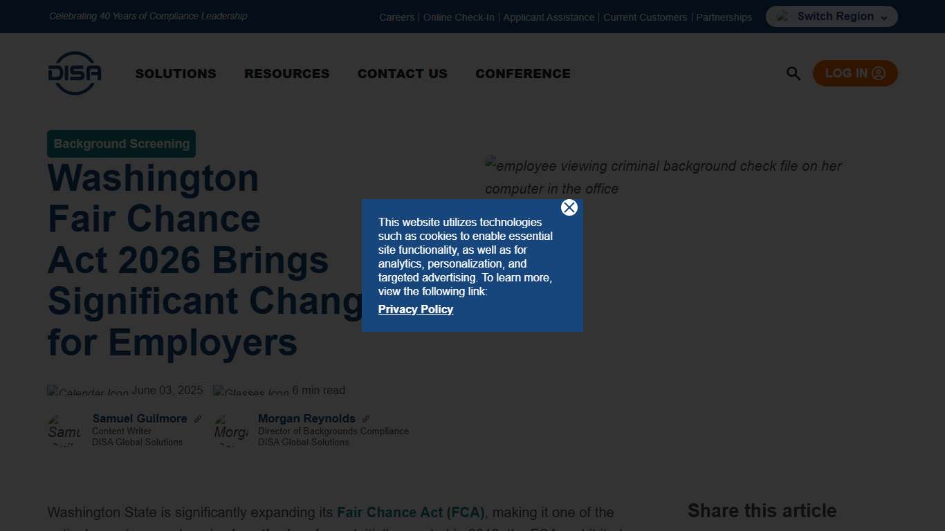 Washington Fair Chance Act: 2026 Hiring Rules DISA